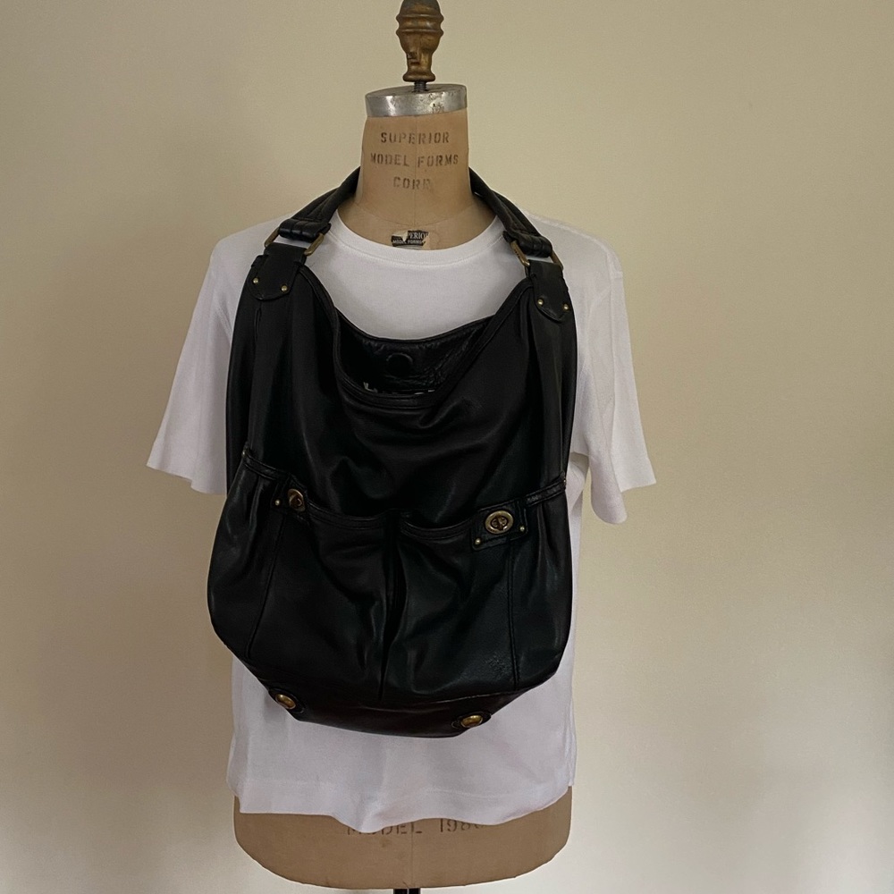 Marc Jacobs Black Leather Bag w Gold